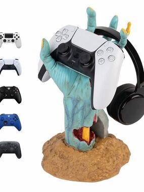 Zombie Hand Controller & Headset Stand – Blue Holder for PlayStation Controller